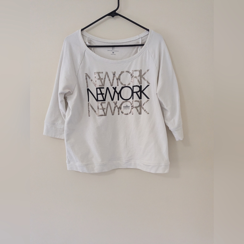 Soho New York & Company Sweater White Size Large Chic Casual Top Good Condition